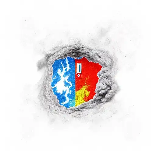 volcano profile with italian flag colours tattoo design idea