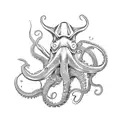 scuba diver and fish inside of an octopus outline tattoo design idea