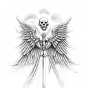 grim reaper cutting through angel wings with its scythe tattoo design idea
