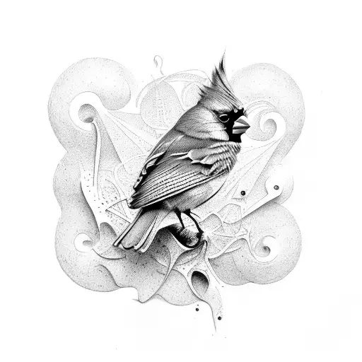 trippy cardinal tattoo design idea