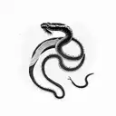 snake in a dead tree biting a heart tattoo design idea