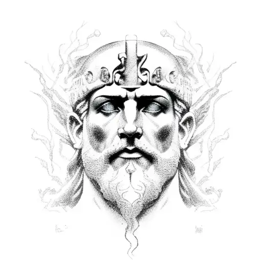 zeus face with lightning tattoo design idea