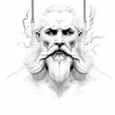 zeus face with lightning tattoo design idea
