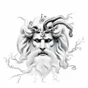 zeus face with lightning tattoo design idea