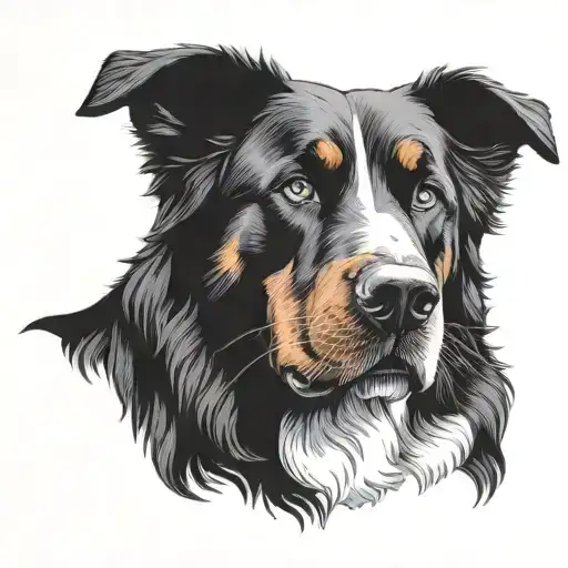 Bernese Mountain Dog blac panther with blue eyes tattoo design idea