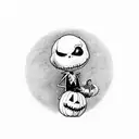 jack skellington and zero handing a pumpkin to charlie brown and zero tattoo design idea