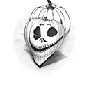 jack skellington and zero handing a pumpkin to charlie brown and zero tattoo design idea