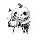 jack skellington and zero handing a pumpkin to charlie brown and zero tattoo design idea