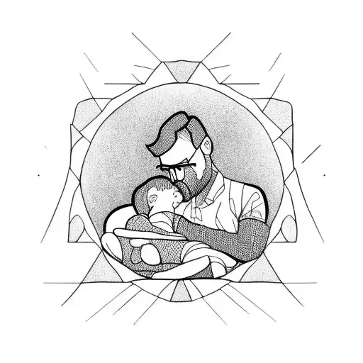 father newborn daughter  tattoo design idea