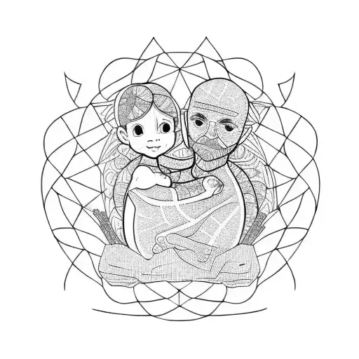 father newborn daughter  tattoo design idea