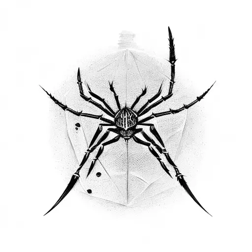 gothic dagger with spider hanging off tattoo design idea