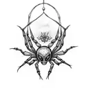 gothic spider hanging tattoo design idea