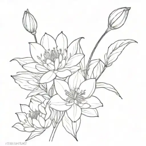 water lily Gladiolus bouquet  tattoo design idea