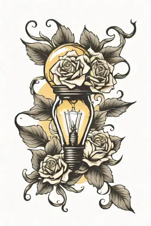 fairty and fariy light bulb tattoo design idea