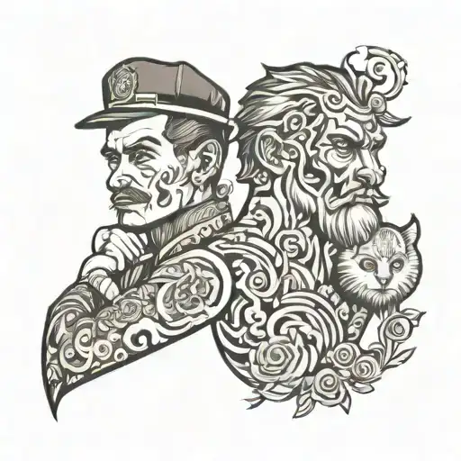 dad son girl tattoo design idea