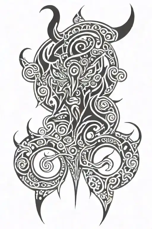 tribal inspired design featuring devil tattoo design idea