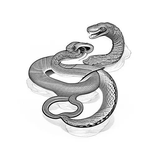 one black snake one white snake  tattoo design idea