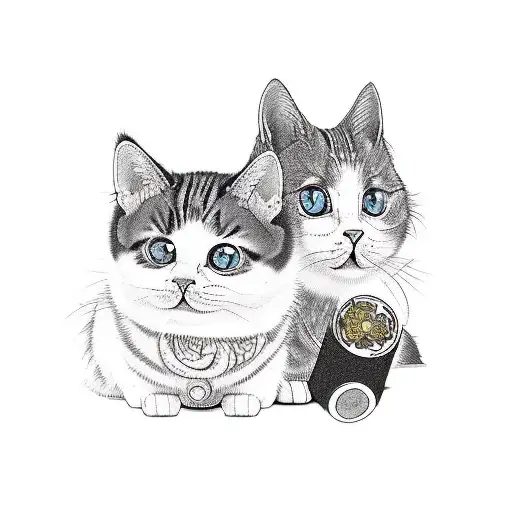 Movie reel with cats as film characters tattoo design idea