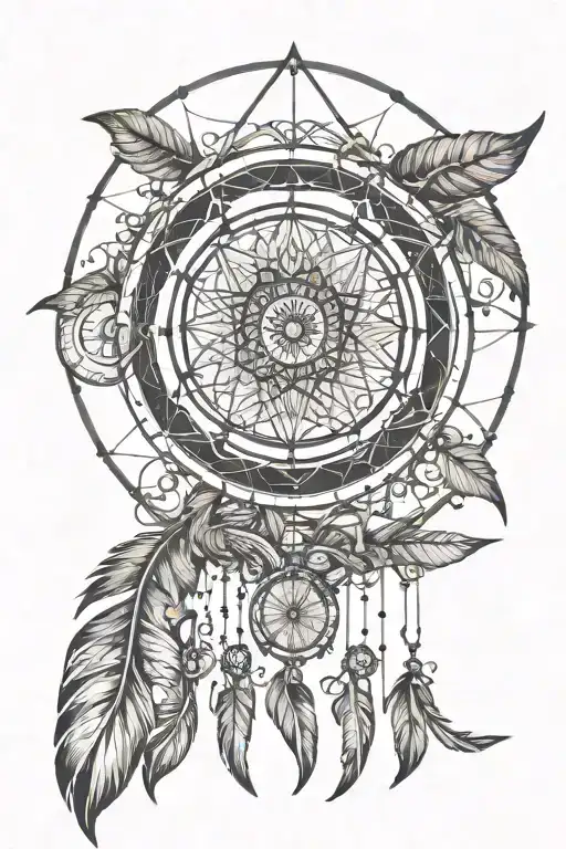 dream catcher made of a compass and tree of life. tattoo design idea