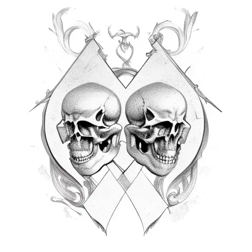 two head stone with banners wrapped around it  tattoo design idea