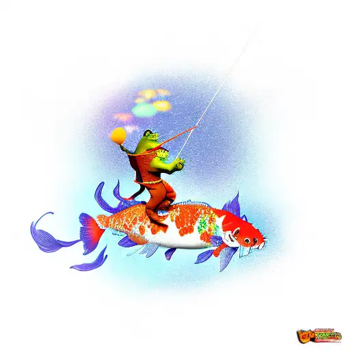 shrek riding a Koi fish tattoo design idea