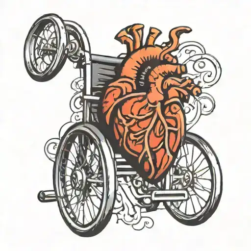 wheelchair, heart, biceps tattoo design idea