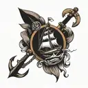 Boat and Anchor tattoo design idea