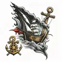 Boat and Anchor tattoo design idea