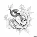 snake hibiscus feminine tattoo design idea