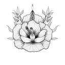 snake hibiscus feminine tattoo design idea