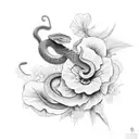 snake hibiscus feminine tattoo design idea