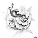 snake hibiscus feminine tattoo design idea