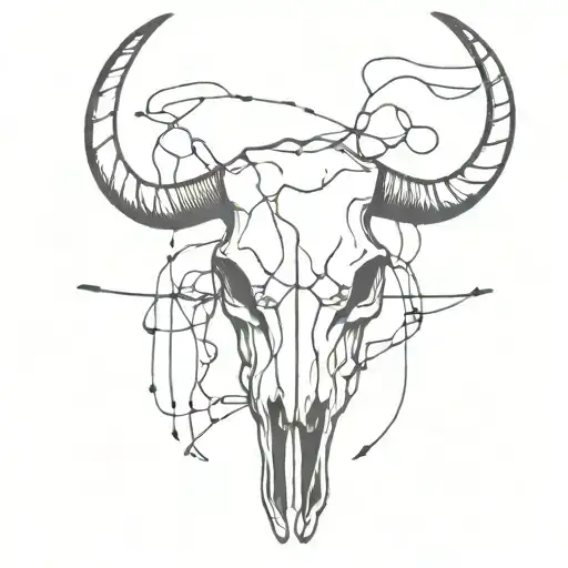 longhorn skull and barb wire wrapped loosely tattoo design idea