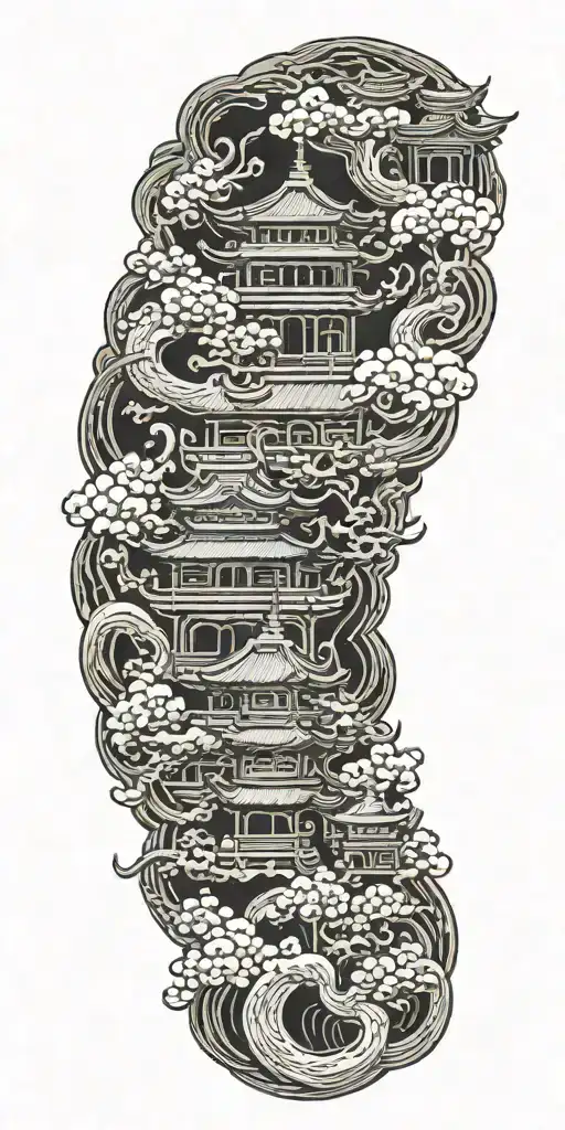japanese temple tattoo design idea