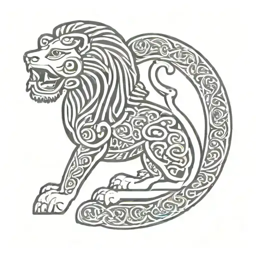 celtic lion head book of kells  tattoo design idea