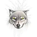 weeping Willow tree with lightning bugs and a wolf  tattoo design idea