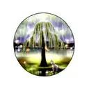 weeping Willow tree with lightning bugs and a wolf  tattoo design idea