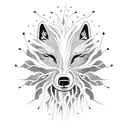 weeping Willow tree with lightning bugs and a wolf  tattoo design idea