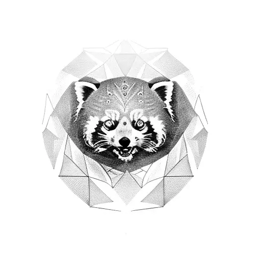 red panda with geomagnetic shapes tattoo design idea