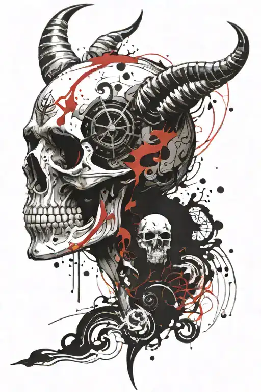 capricorn skull face tattoo design idea