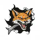 Fox bite tooth  tattoo design idea