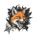 Fox bite tooth  tattoo design idea