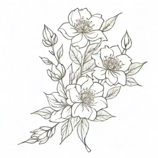 flower bouquet of birth flowers (February, March, April, May) tattoo design idea