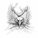 eagle flying over dark forest tattoo design idea
