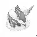 eagle flying over dark forest tattoo design idea