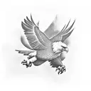 eagle flying over dark forest tattoo design idea