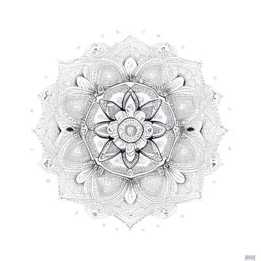 A mandala design incorporating various flowers and family symbols tattoo design idea