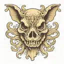 bone frog style pig skull with tusks tattoo design idea