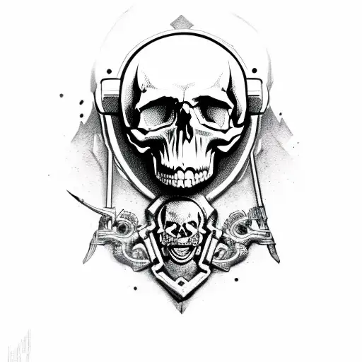 skull guns ace of spades  tattoo design idea