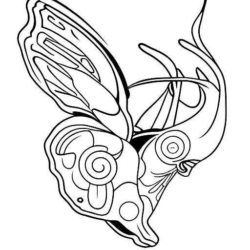 Butterfly, skull, goat tattoo design idea